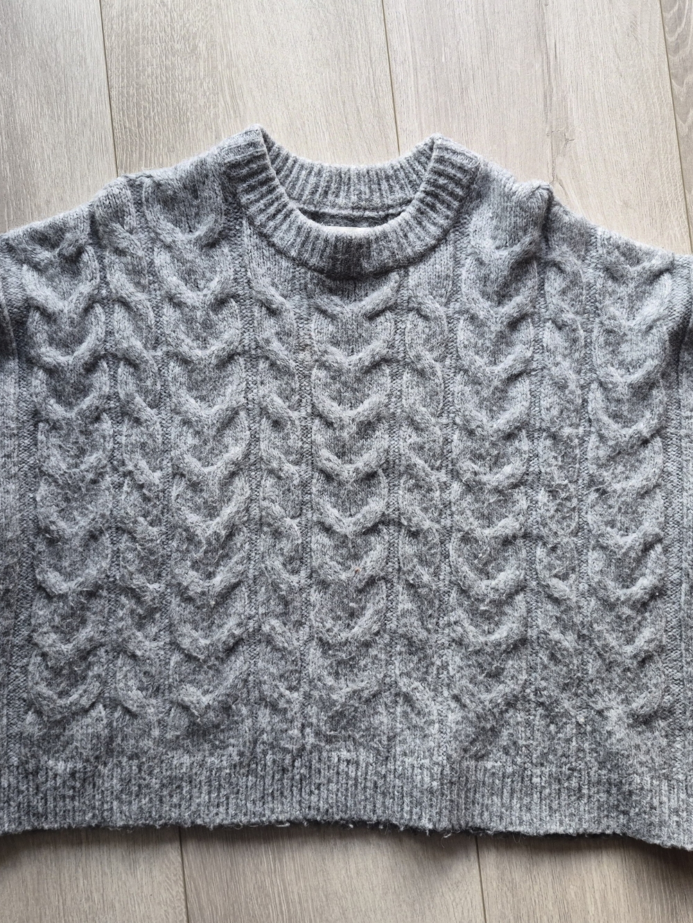 Abercrombie & Fitch Chunky Cable Knit Sweater Grey Oversized M